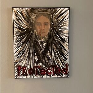 Protected Angel Abstract Art with Black and Red Highlights